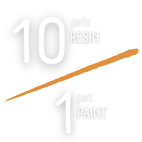10 to 1 ratio of resin to paint